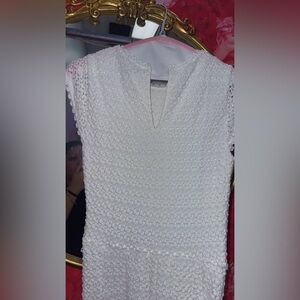Maje White Textured Sleeveless Midi Dress
